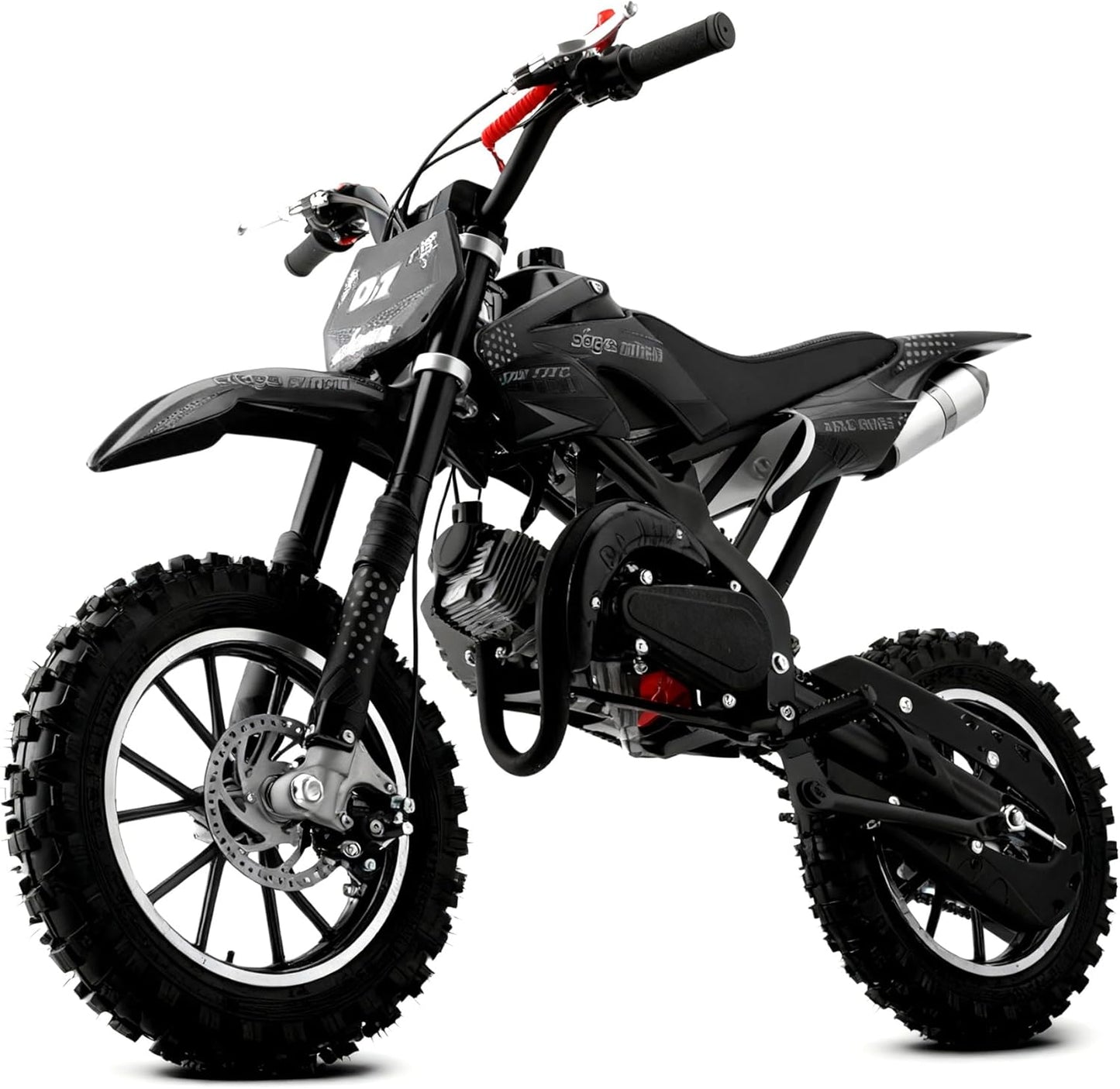 Lrg 50cc Dirt Bike for Kids, 2-Stroke Gas Power Motorcycle Off-Road Mini Dirtbike Kids 8-14 with Dual Disc Brakes and Shock Absorption Up to 25 MPH, Easy Pull Start